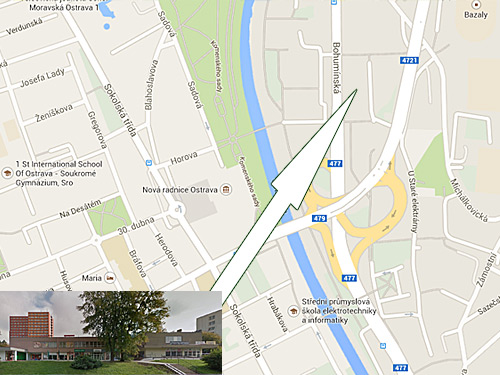 Mapa umístění Restaurace Bowling Ostrava Rubín